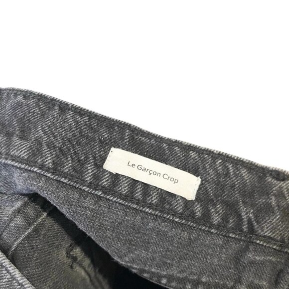 FRAME Le Garcon Crop Jeans Dark Wash Black Deconstruct Distressed Size 24 - Picture 6 of 7